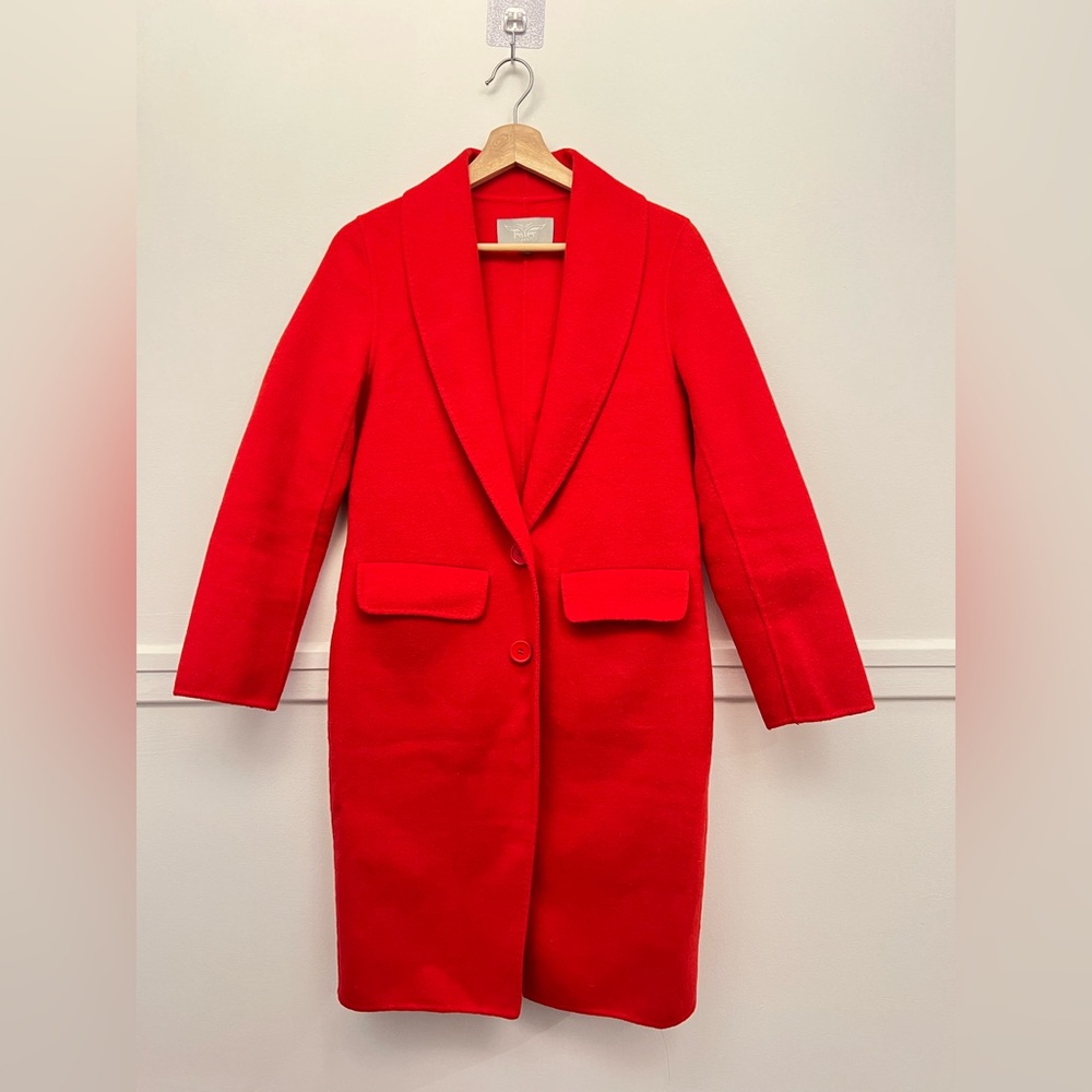 50% Wool Chic Red Trench Coat